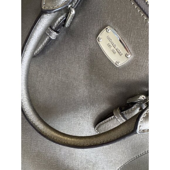 Michael Kors Gunmetal‎ Saffiano Leather Satchel Bag With Adjustable Strap - Picture 5 of 6